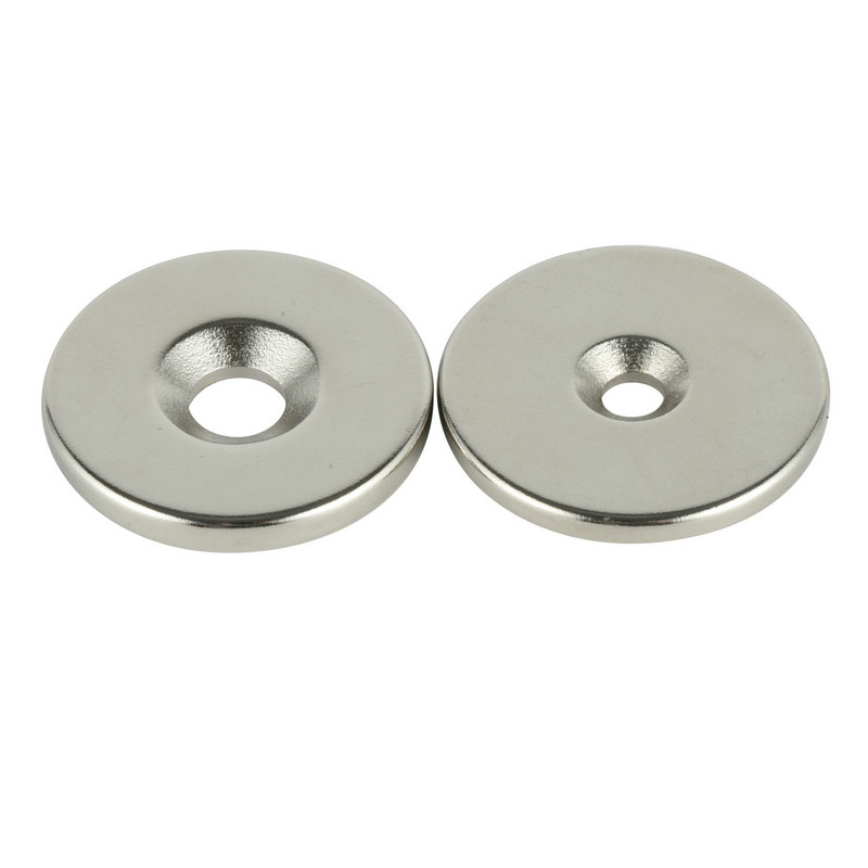 Neodymium magnet disc na may counterunk hole